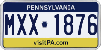 PA license plate MXX1876