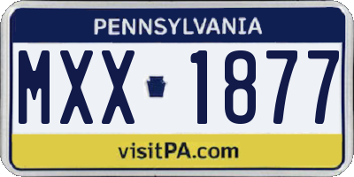 PA license plate MXX1877