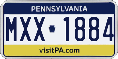 PA license plate MXX1884