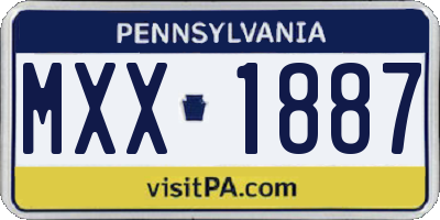 PA license plate MXX1887