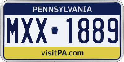 PA license plate MXX1889