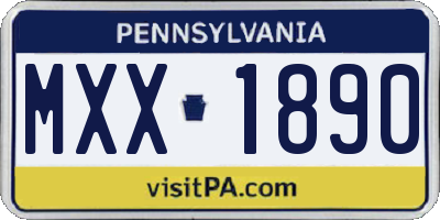 PA license plate MXX1890