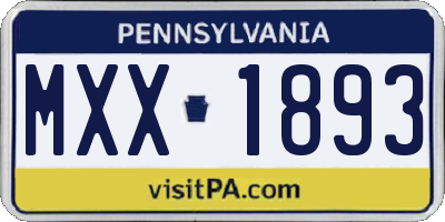 PA license plate MXX1893
