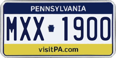 PA license plate MXX1900