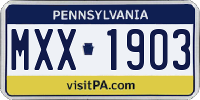 PA license plate MXX1903