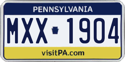 PA license plate MXX1904