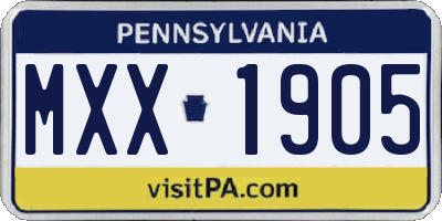 PA license plate MXX1905