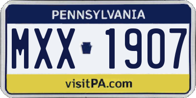 PA license plate MXX1907
