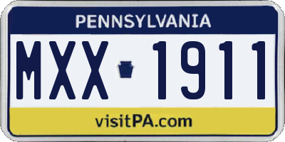 PA license plate MXX1911