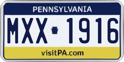 PA license plate MXX1916