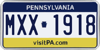PA license plate MXX1918