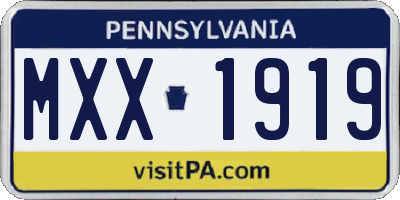 PA license plate MXX1919