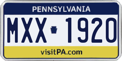 PA license plate MXX1920
