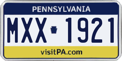 PA license plate MXX1921