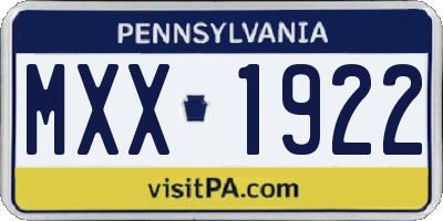 PA license plate MXX1922