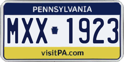 PA license plate MXX1923
