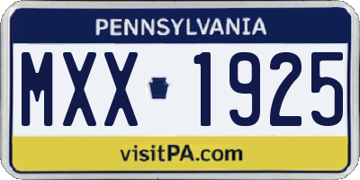PA license plate MXX1925