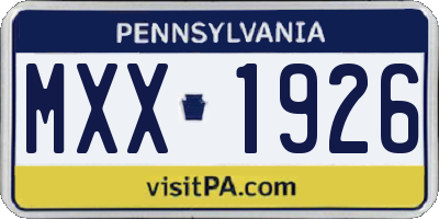PA license plate MXX1926