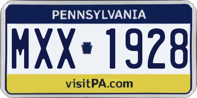 PA license plate MXX1928