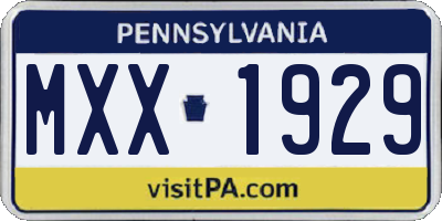 PA license plate MXX1929