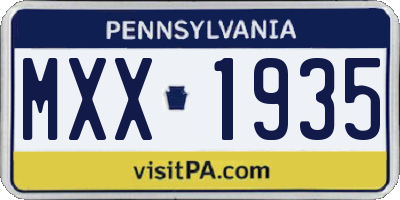 PA license plate MXX1935