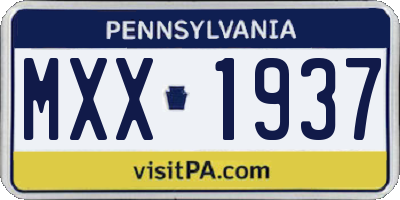 PA license plate MXX1937
