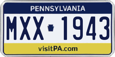 PA license plate MXX1943