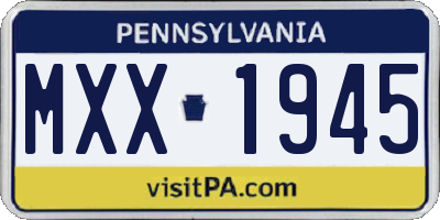 PA license plate MXX1945