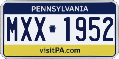 PA license plate MXX1952