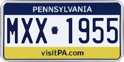 PA license plate MXX1955