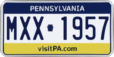 PA license plate MXX1957