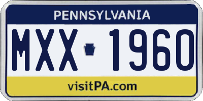 PA license plate MXX1960