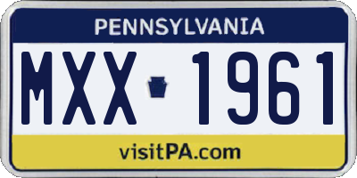 PA license plate MXX1961
