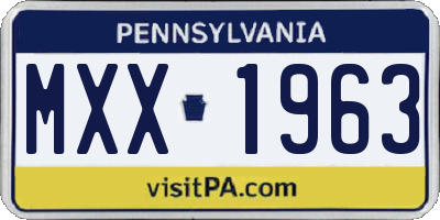 PA license plate MXX1963