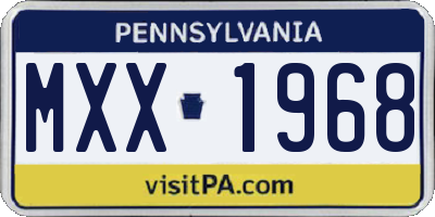 PA license plate MXX1968