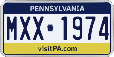PA license plate MXX1974
