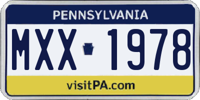PA license plate MXX1978
