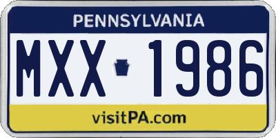 PA license plate MXX1986