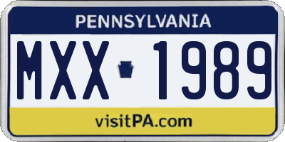 PA license plate MXX1989