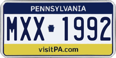 PA license plate MXX1992