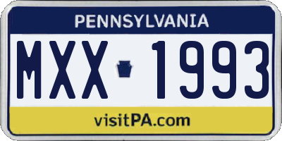 PA license plate MXX1993