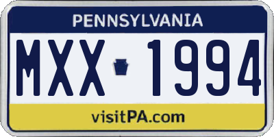 PA license plate MXX1994