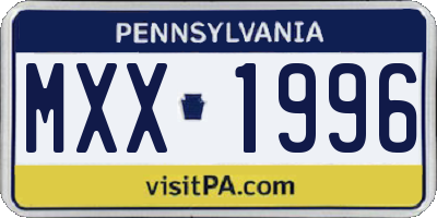 PA license plate MXX1996