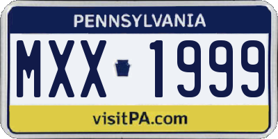 PA license plate MXX1999
