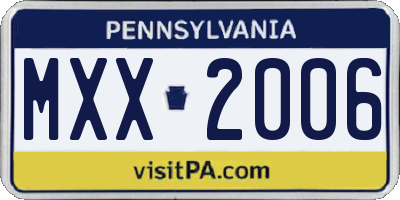 PA license plate MXX2006