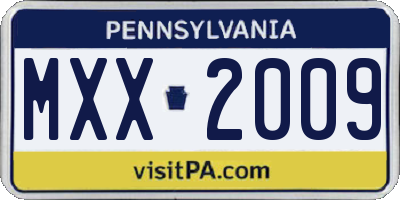 PA license plate MXX2009