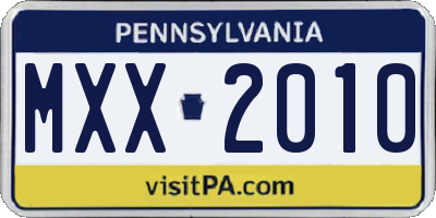 PA license plate MXX2010