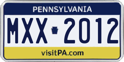 PA license plate MXX2012