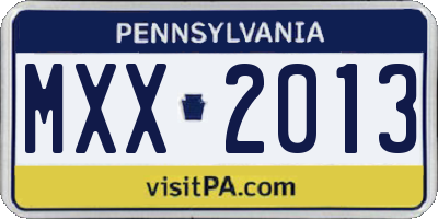 PA license plate MXX2013