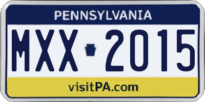 PA license plate MXX2015